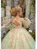 Mint And Blush Pink Lace Tulle Keyhole Back Blossom Flower Girl Dress